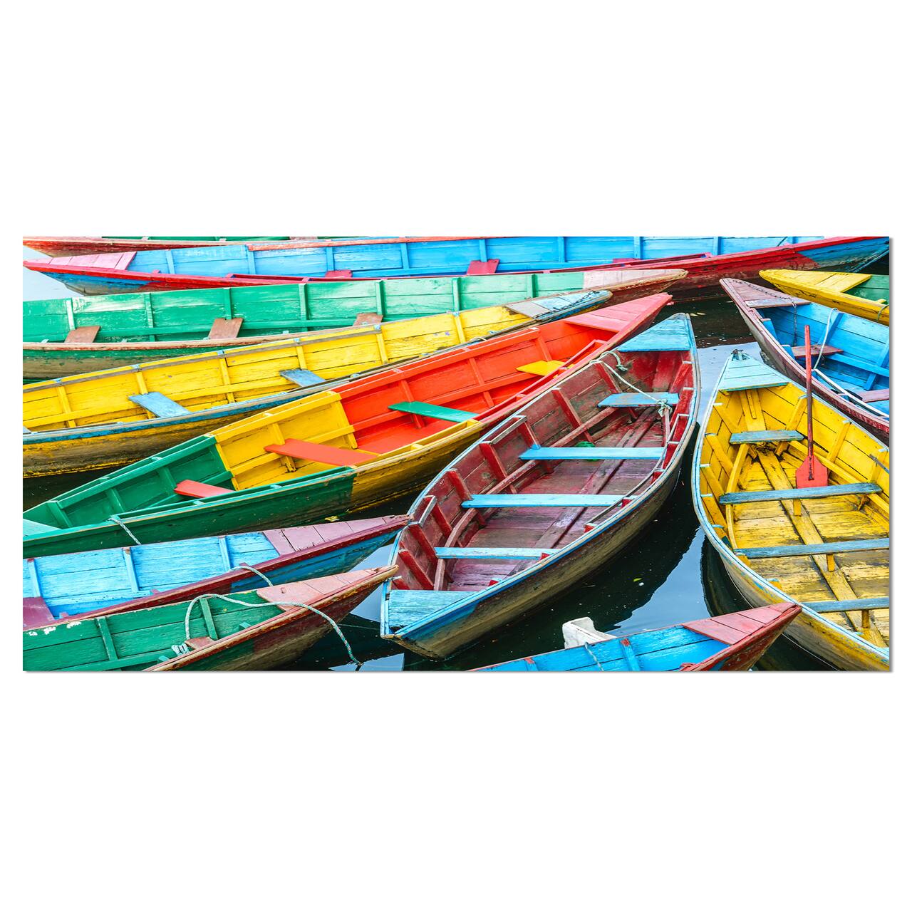 Designart - Rowing Boats on the Lake in Pokhara - Boat Canvas Art Print